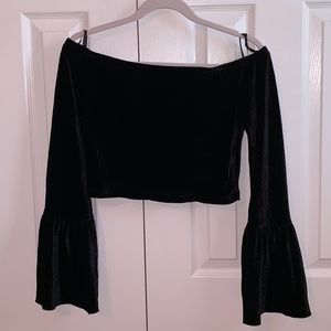 Black crop suede top